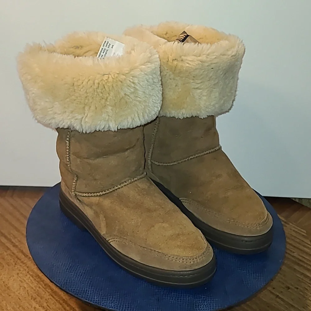UGG Ultra Tall Boots sz.W8 Brown Pull On Suede Sheepskin Wool Mid Calf (#1561)EC - Picture 15 of 16